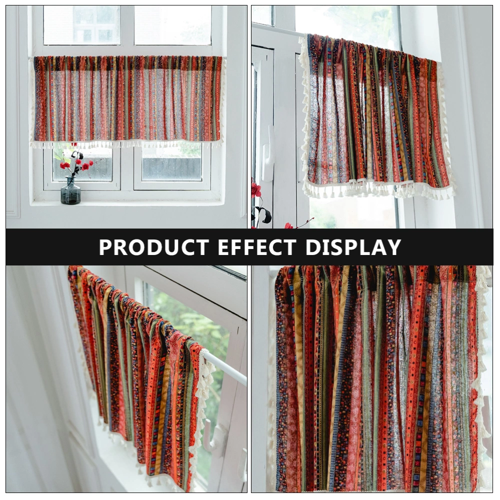 Delicate Tassel Half Curtain Window Short Curtain Blackout Curtain for Home