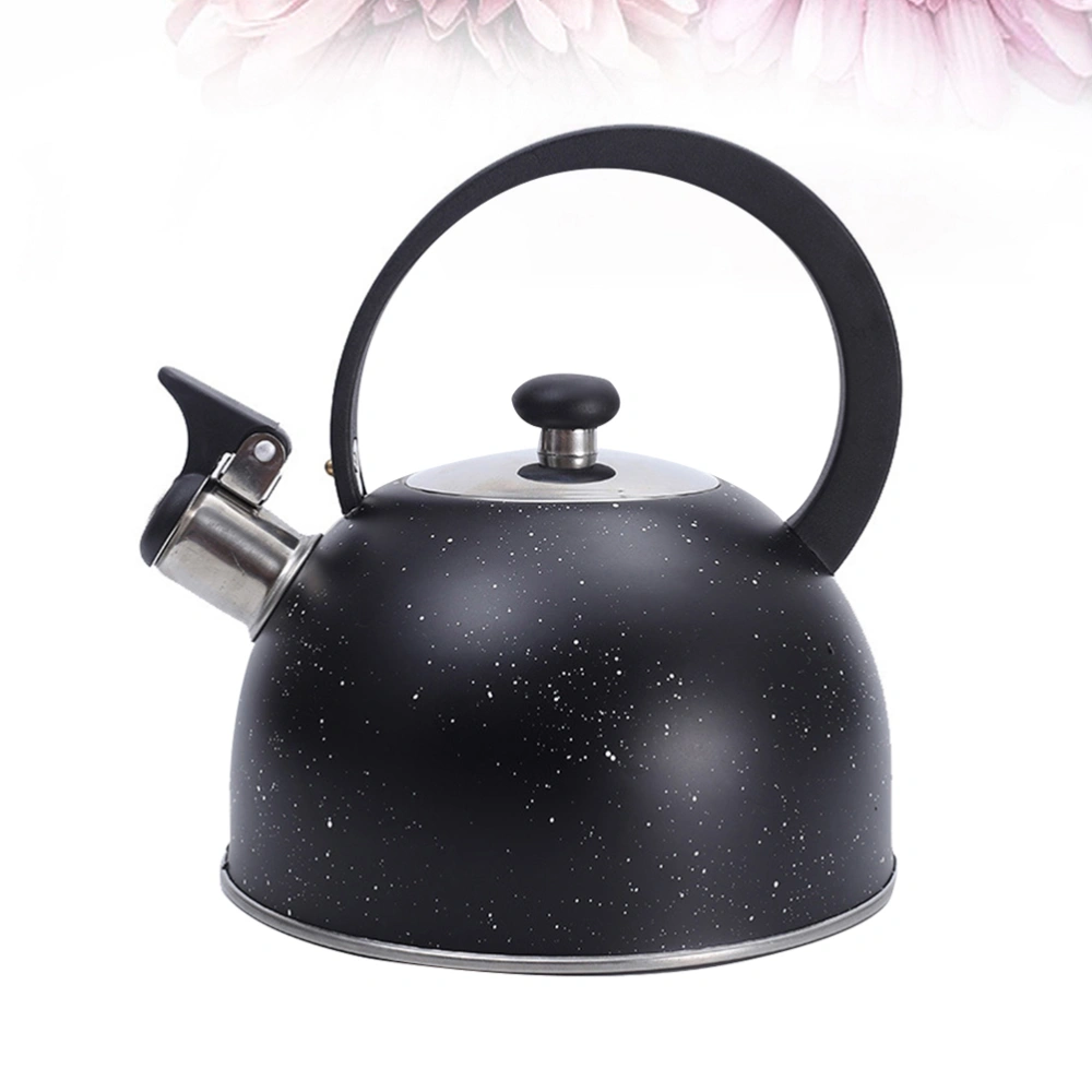 1PC Black Whistle Teakettle Gas Whistle Boiling Water Kettle Moon Handle Heating Water Pot Metal Stylish Heating Water Pot for Home Use Black