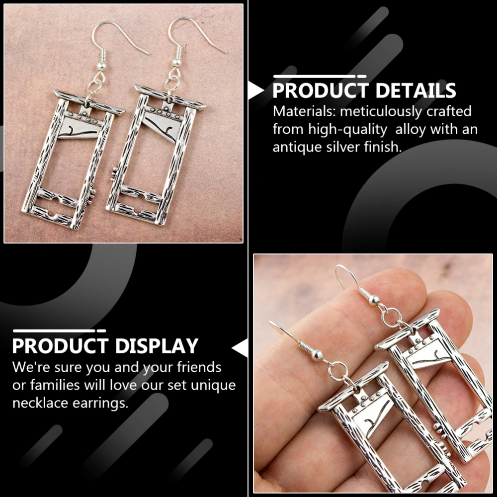 1 Set Unique Gothic Necklace Stylish Guillotine Earrings Halloween Necklace