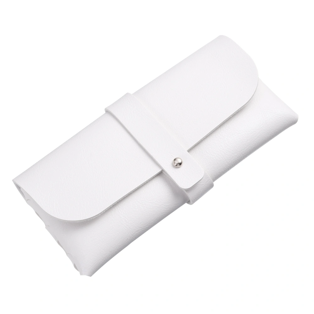 Fashion Glasses Case Buckle Clamshell PVC Leather Glasses Case Handmade Cover Bag (White)