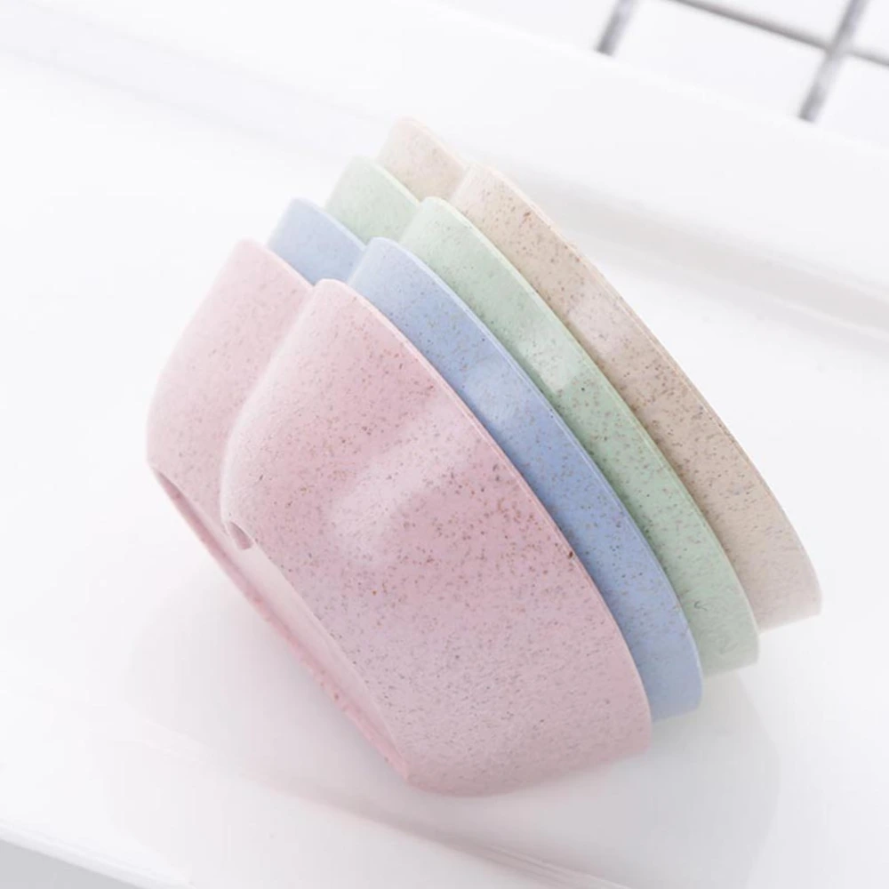 4pcs Love Heart Shape Wheat Straw Bowls Vinegar Seasoning Solid Soybean Dishes Sauce Salt Snack Small Plates Kitchen Supplies(Pink/Blue/Beige/Green)