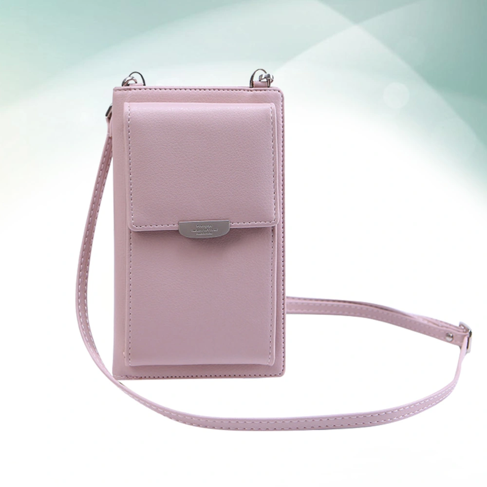 Women PU Leather Crossbody Bag Multifunctional Single Shoulder Bag Cell Phone Purse Large Capacity Wallet Bag Handbag (Pink)