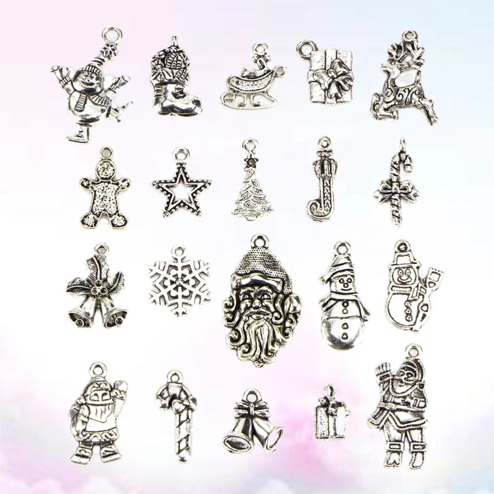 20pcs Christmas Theme Tibetan Style Antique Silver Alloy Pendants DIY Accesories for Crafts Bracelets Necklace Jewelry Making