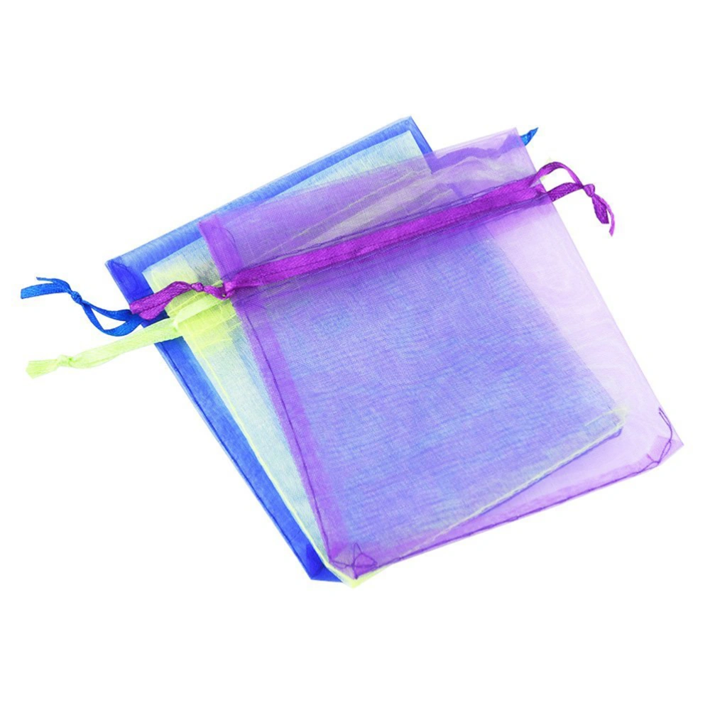 100PCS Mixed Colors Wedding Party Favor Drawstring Organza Gift Bags Jewelry Pouches 10 * 12 CM