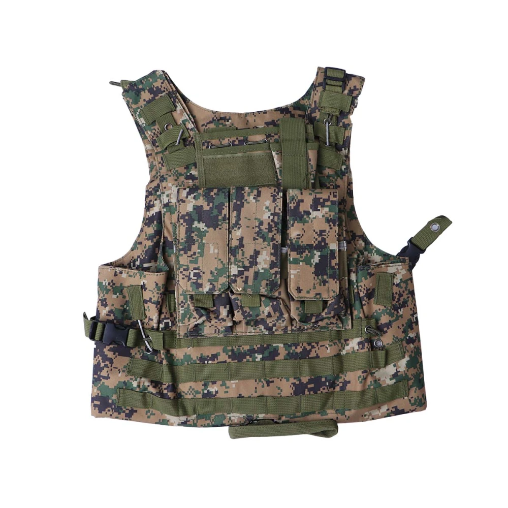 Amphibious Tactical Military Molle Waistcoat Combat Assault Plate Carrier Vest Shooting Hunting Police Tactical Vest (Digital Woodland)