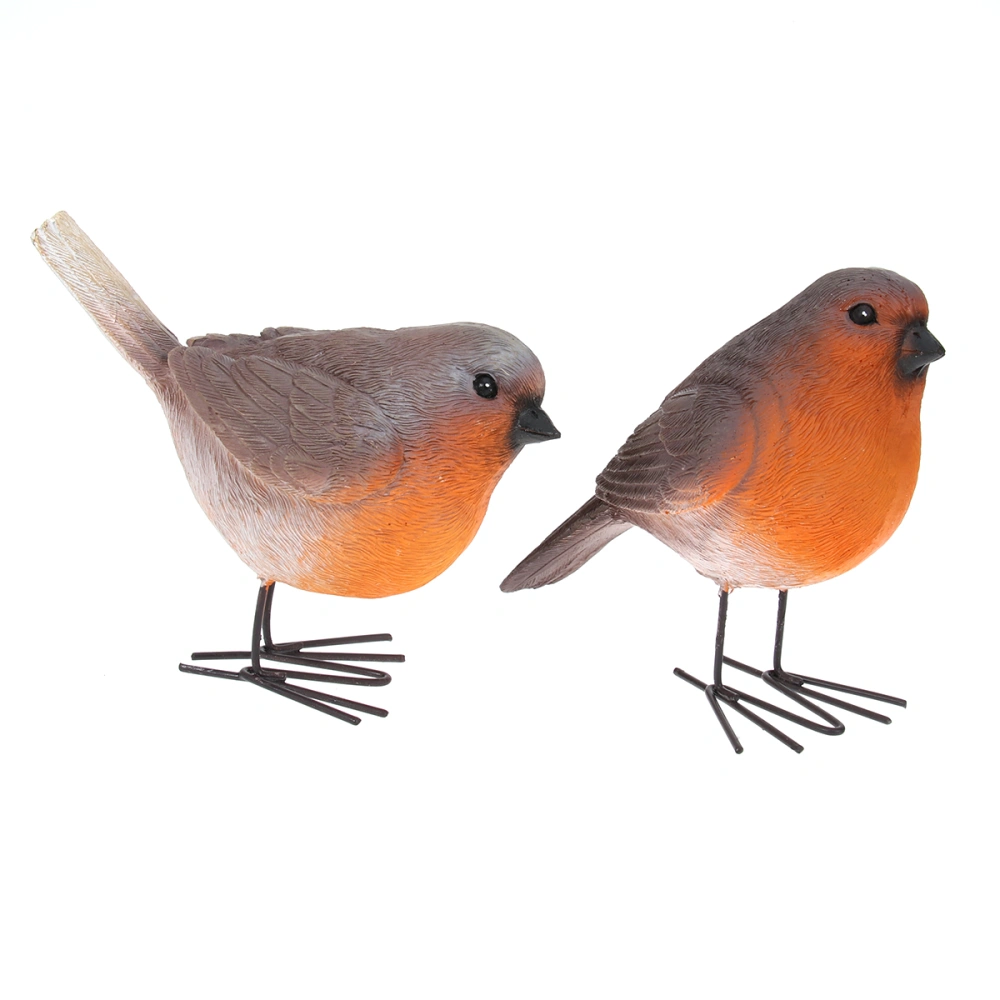 2pcs Bird Model Resin Material Animal Figure Toy Simulated Ornaments for Home