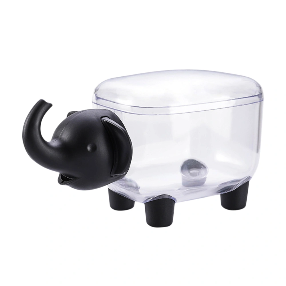 Elephant Shape Storage Box Toothpick Holder Cotton Swab Organizer Small Plastic Container for Restaurant Home Hotel (Black)