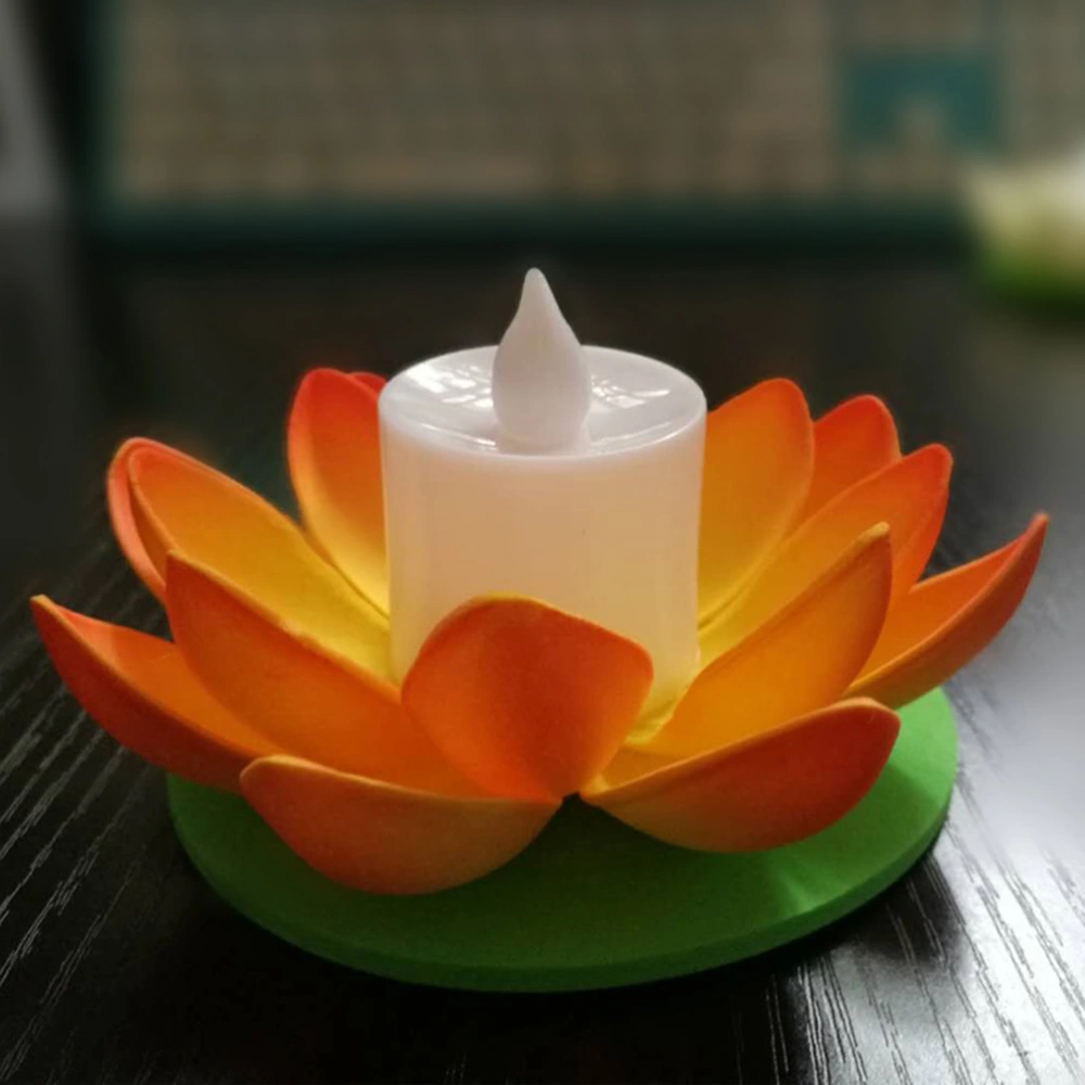 5pcs 11.5cm LED Floating Lotus Lantern Wishing Water Lily Artificial Candle Flower Lanterns Pool Decor for Festival Party (White+Purple+Orange+Pink+Red)