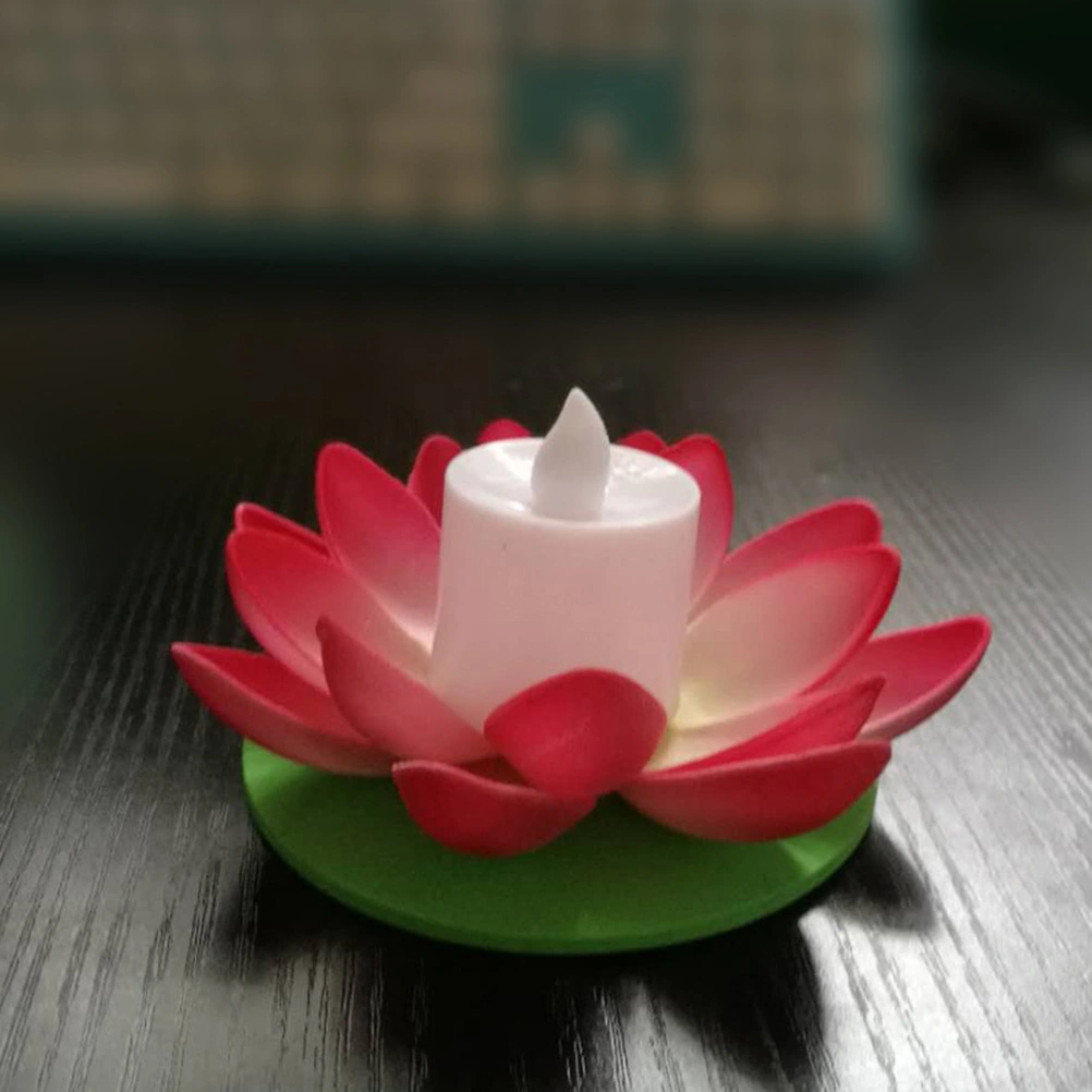 5pcs 11.5cm LED Floating Lotus Lantern Wishing Water Lily Artificial Candle Flower Lanterns Pool Decor for Festival Party (White+Purple+Orange+Pink+Red)