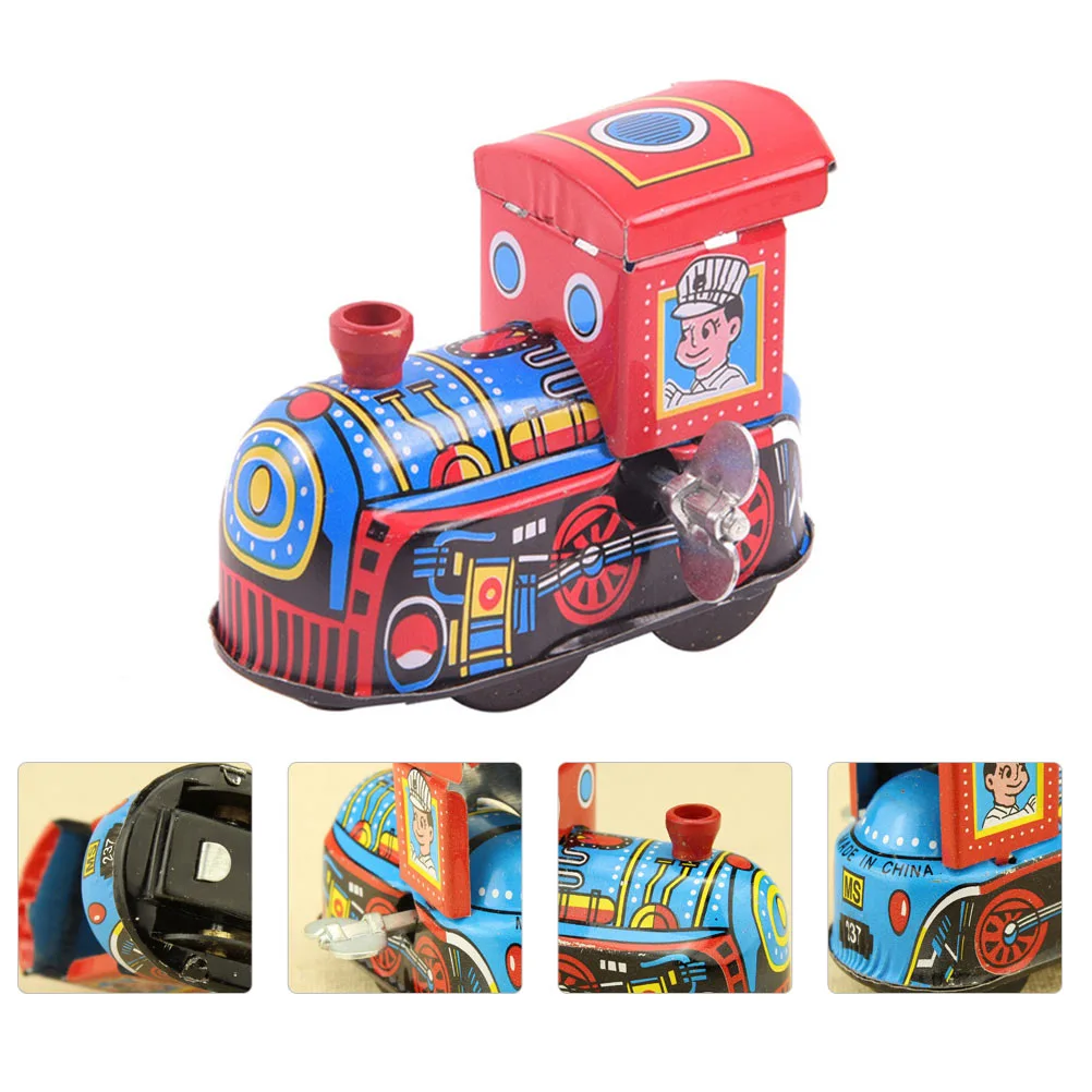 Vintage Tin Toy Children Clockwork Train Toy Antique Scene  Toy