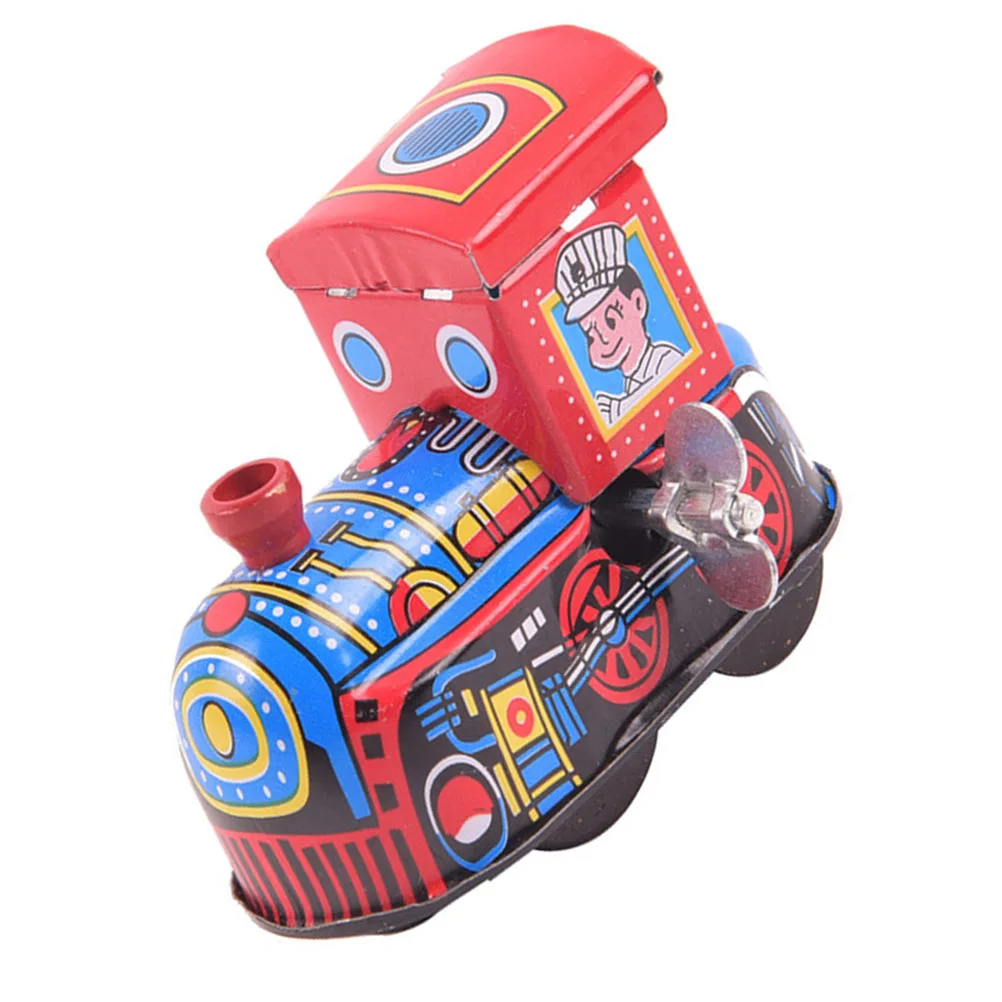Vintage Tin Toy Children Clockwork Train Toy Antique Scene  Toy