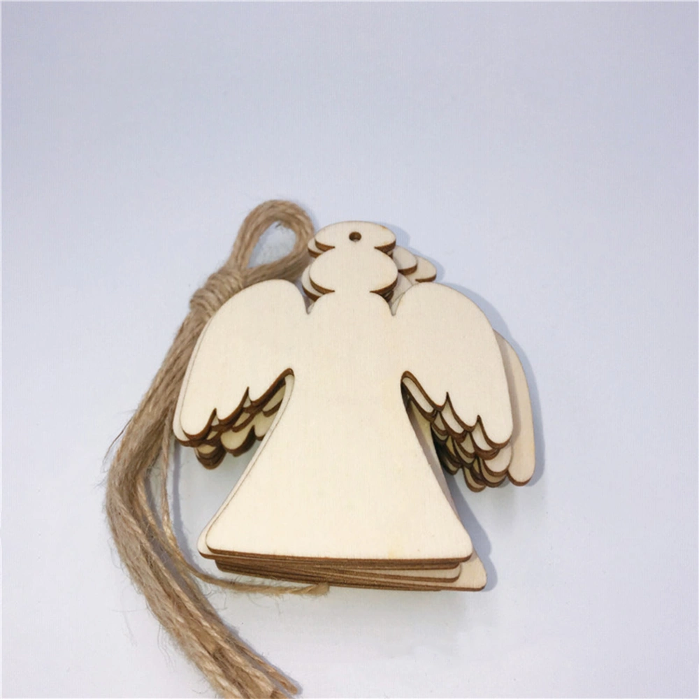 10PCS/Pack Christmas Wood Crafts Angel Wood Chips Creative Hanging Pendants Delicate Christmas Tree Ornaments for Yard Garden Decoration