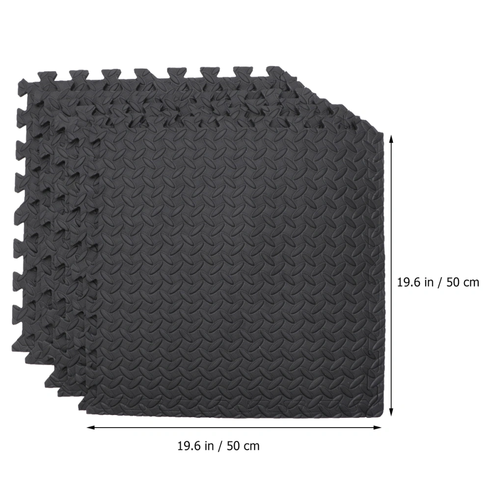 6PCS Eco-friendly Floor Mat Odorless Splicing Full Floor Pad Baby Anti-fall Crawling Pad with 12PCS Edgings for Bedroom Living Room Use (Black)