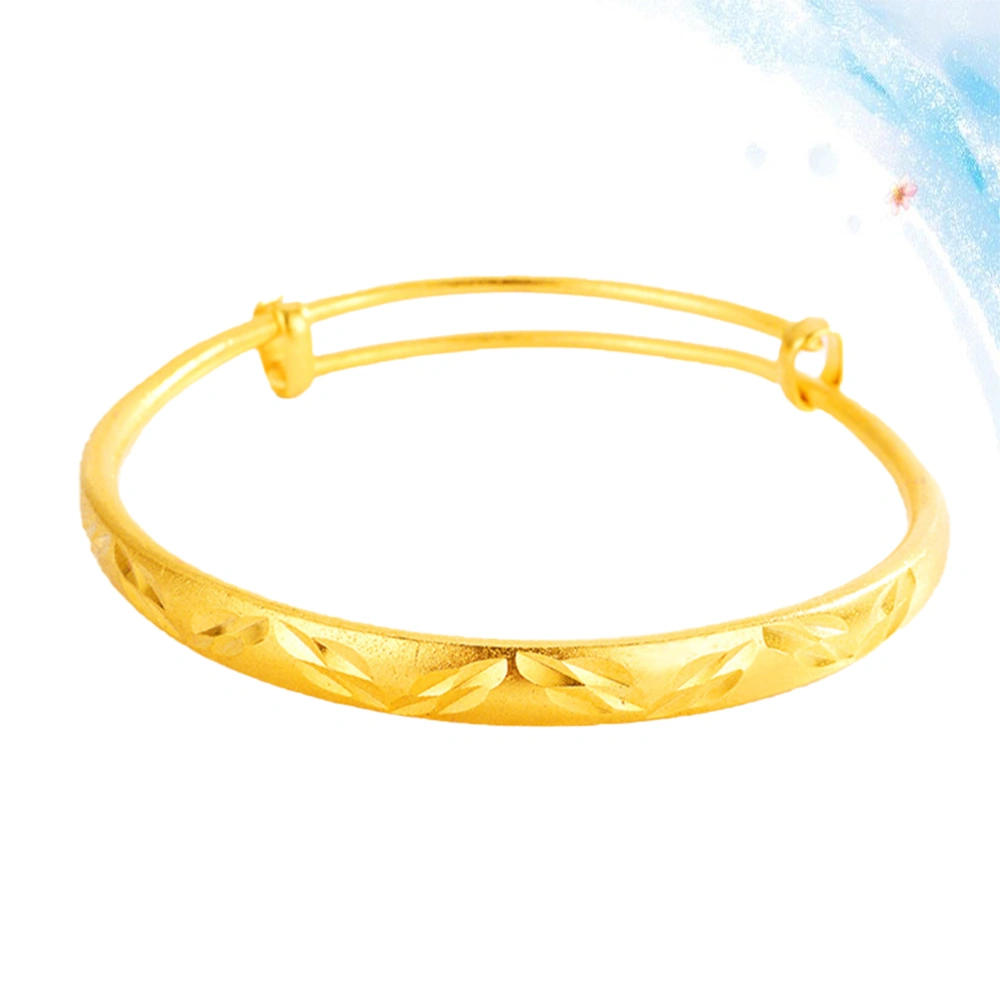 1pc Golden Titanium Bracelet Simple Wrist Bangle Five Petals Golden Jewelry for Women Girls