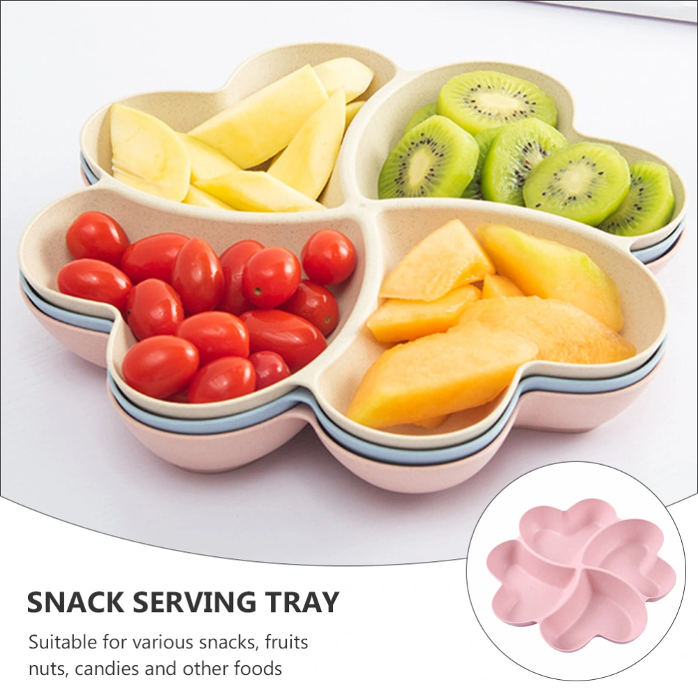 1pc Multi-grid Fruit Plate Wheat Straw Compartment Snack Plate Food Service Dish