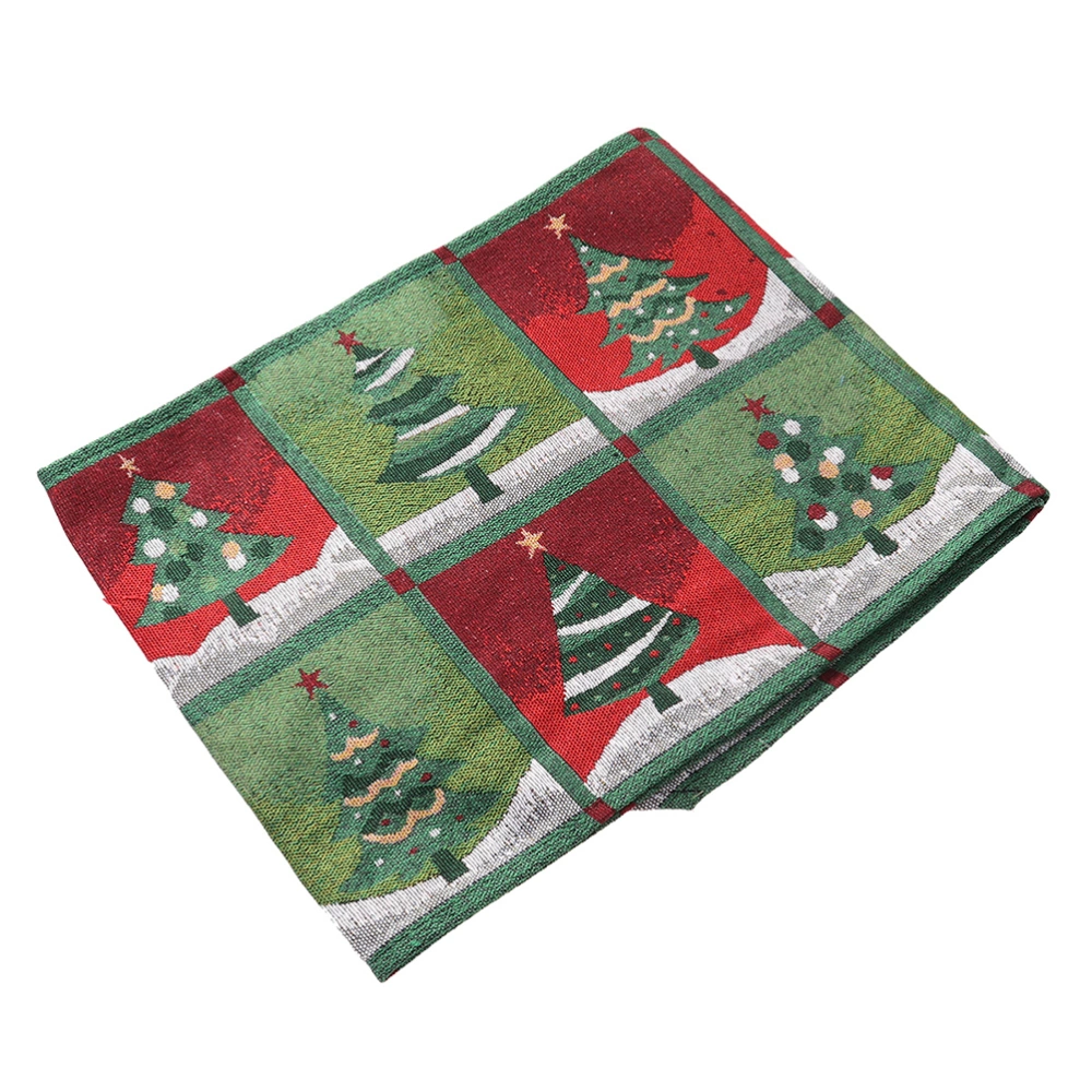 Christmas Cotton Table Cover Table Runner Cloth Table Flag Table Mat Long Square Tablecloth Restaurant Decorations Supplies (Christmas Tree)