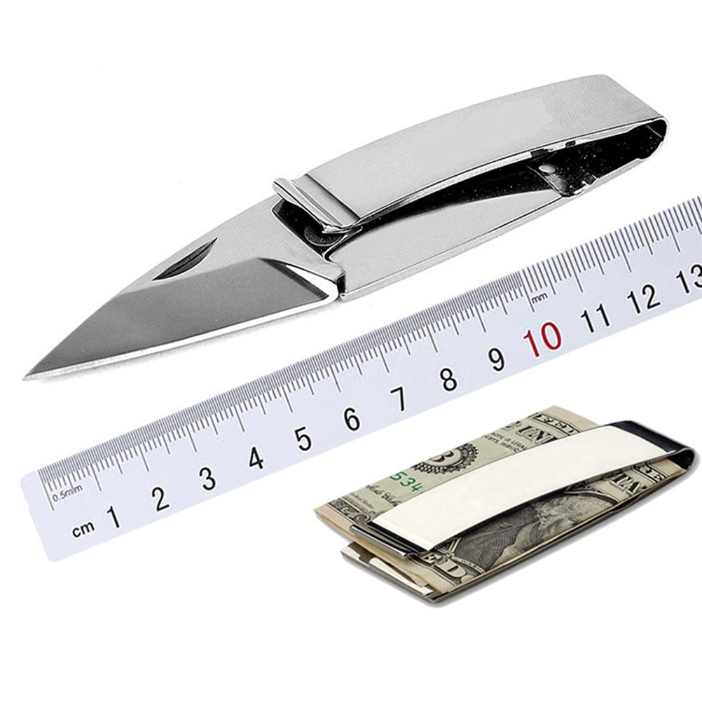 1pcs Stainless Steel Money Wallet Clips Multi-function Folding Banknote Clips Metal Money Folder Credit Holder with Cutter