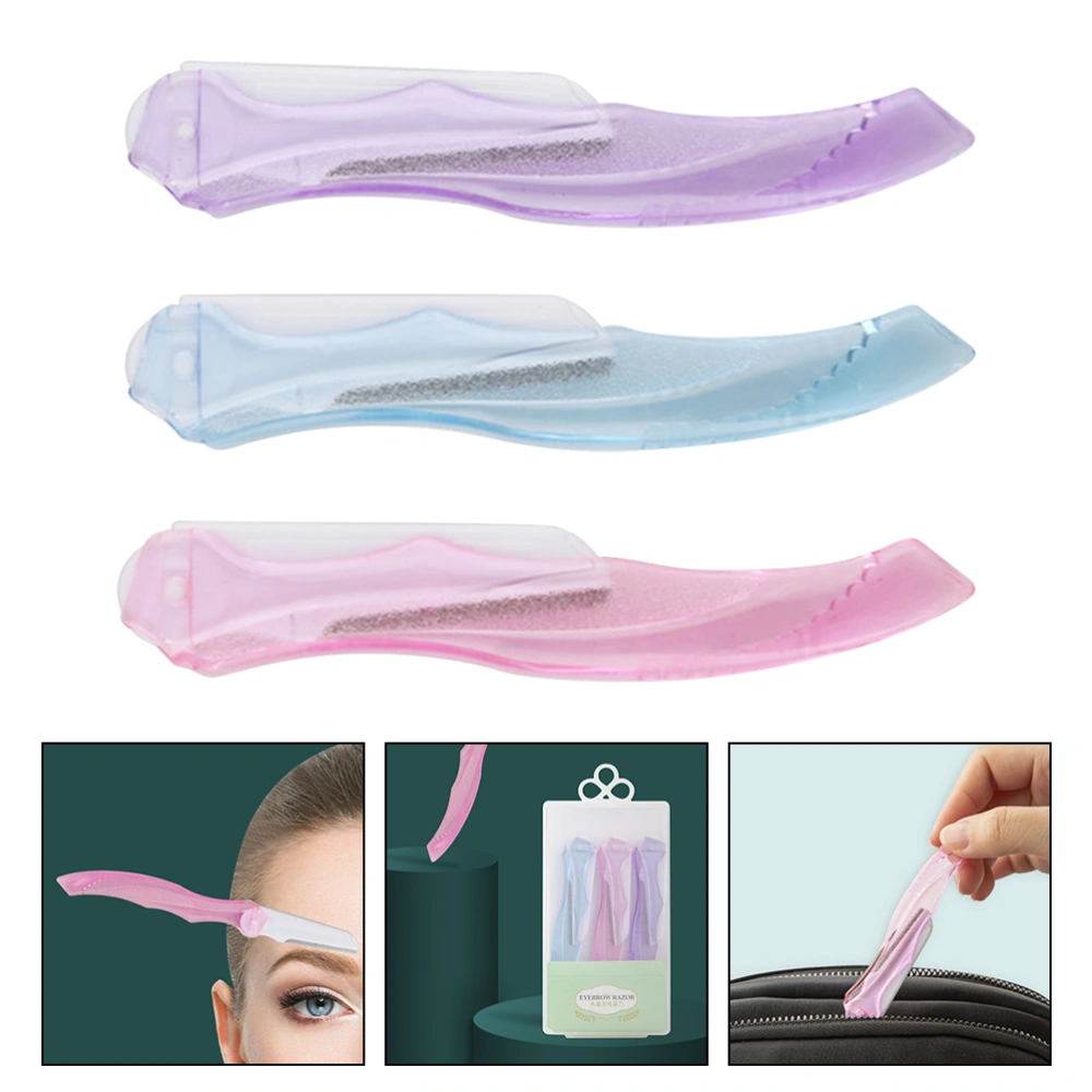 3pcs Portable Eyebrow Razors Foldable Eyebrow Trimmers Household Eyebrow Removers