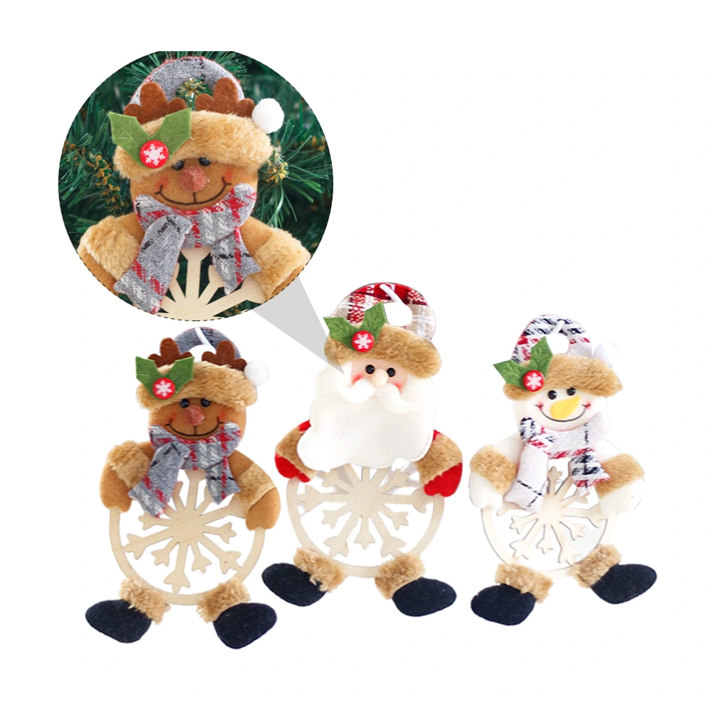 3pcs Christmas Cartoon Doll Hanging Sign Wall Decorations Ornament Adornments