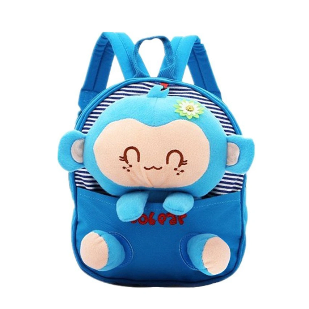 Childen Babys Monkey Style Canvas Backpack School Bag (Blue)