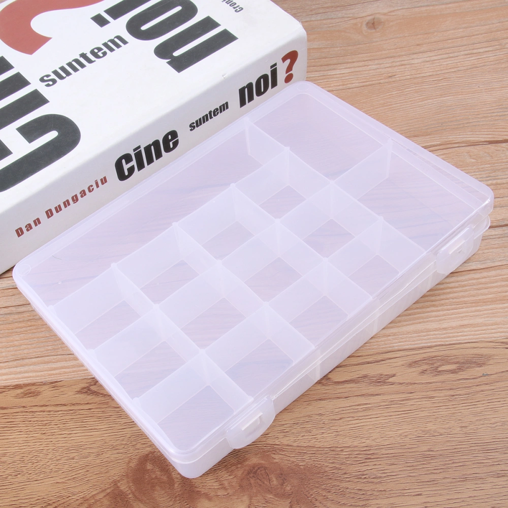 2PCS 15 Grids Portable Pill Box Large Simple Transparent Medicine Storage Holder for Home Travel Office