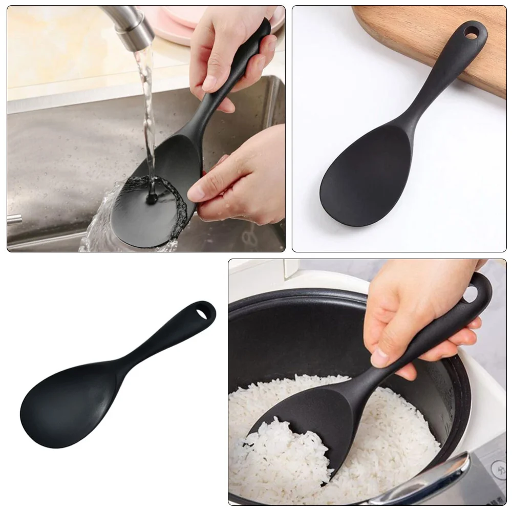 1Pc Silica Gel Rice Spoon Non-stick Rice Spoon Soup Rice Spoon Supply (Red)