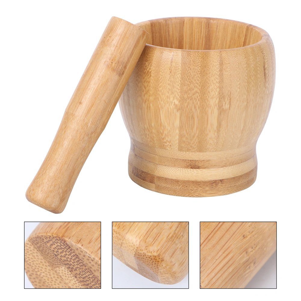 2pcs Useful Kitchen Household Garlic Pugging Pot Pedestal Bowl Mortar and Pestle Set for Home Restaurant (L Size)