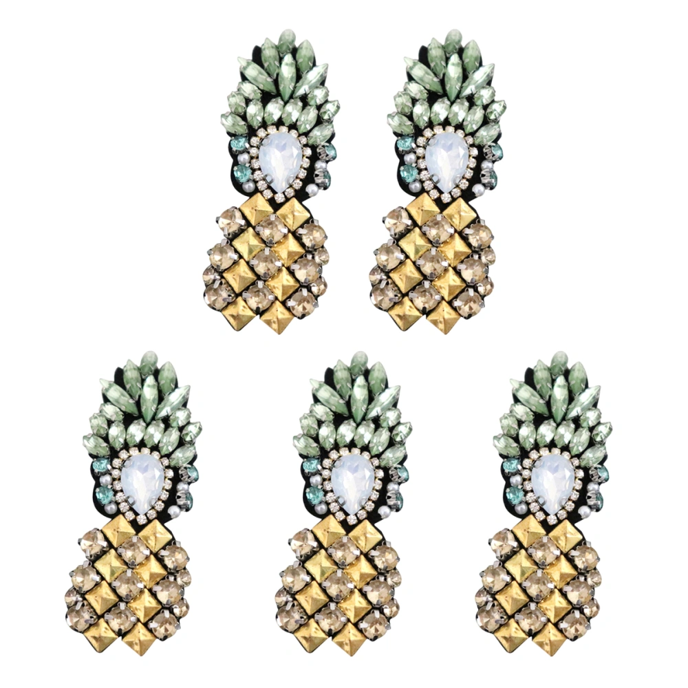 5pcs DIY Clothing Accessories Golden Pineapple Patch Bead Fruit Cartoon Cloth Paste for Clothing Backpacks Jeans