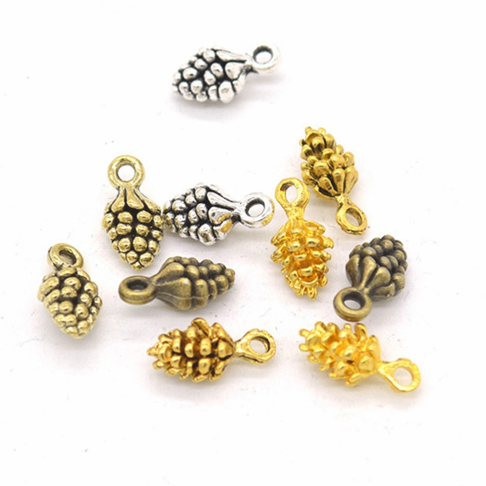 100pcs Pine Cone Shape Pendant DIY Jewelry Accessories Vintage Alloy Pendant Jewelry Making Accessories for Necklace Bracelet Earrings Silver