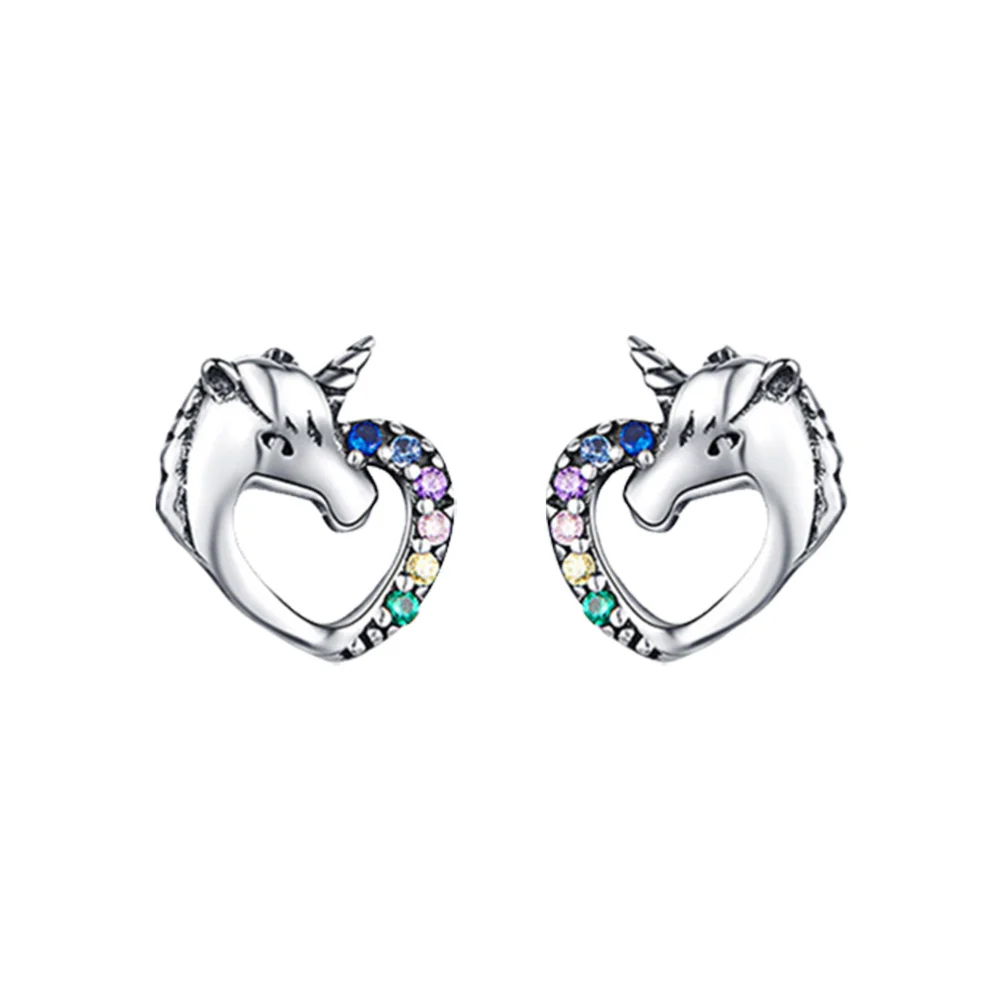 Unicorn Anti Allergic Temperament Tremella Earrings Ear Stud for Women Wearing