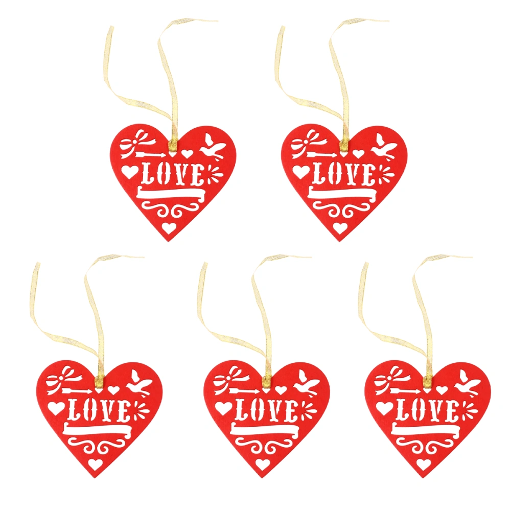 5PCS Wooden Love Heart Hanging Ornaments Hollow Hanging Pendants  for Valentine's Day Decoration Party Wedding