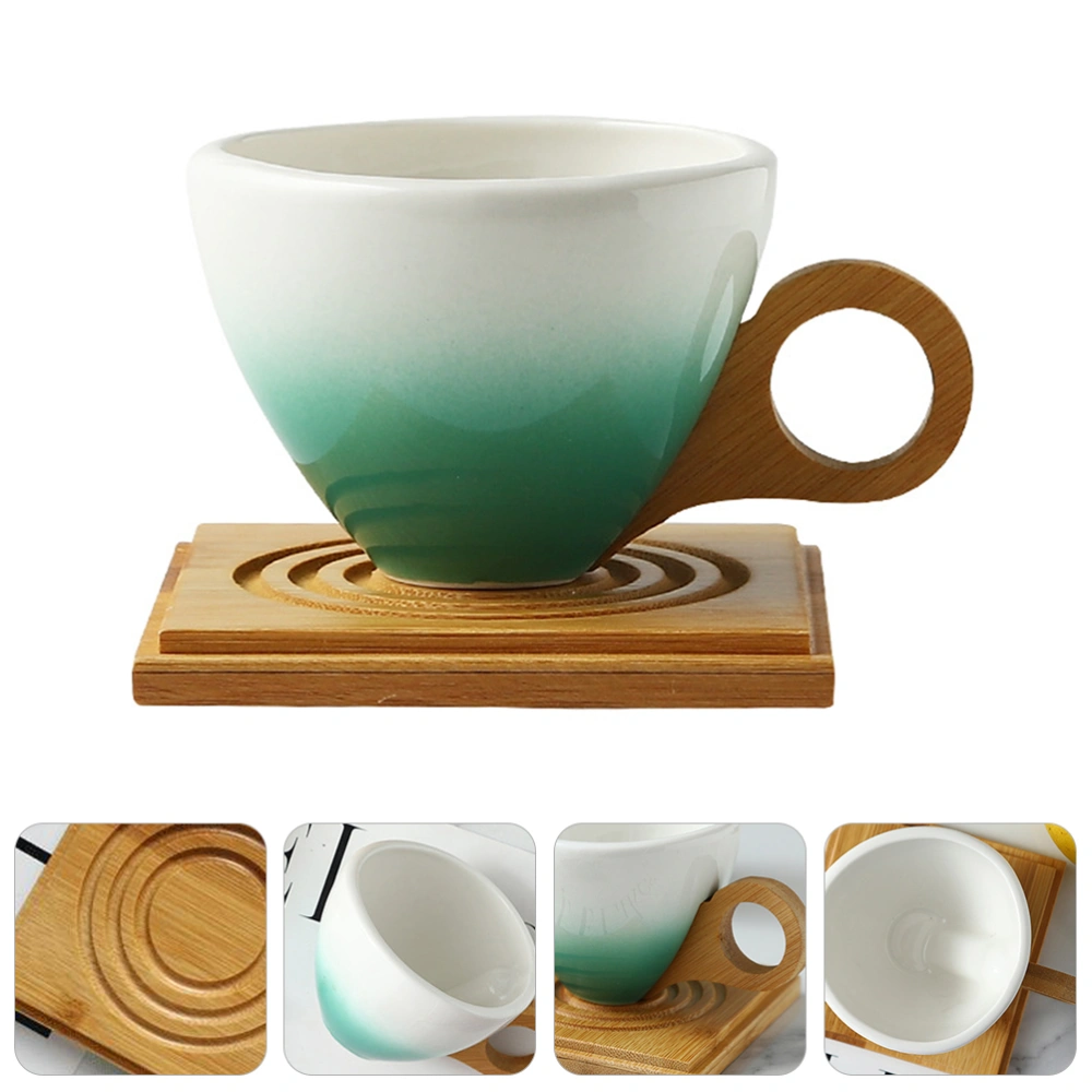 1 Set Ceramics Coffee Cup Gradient Color Afternoon Tea Ceramic Cup with Saucer