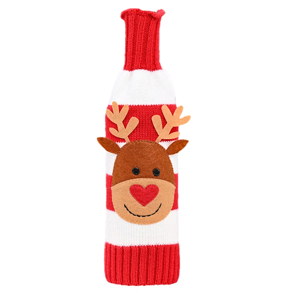 1Pc Household Knitting Festive Wine Bottle Cover for Home (Elk Style)