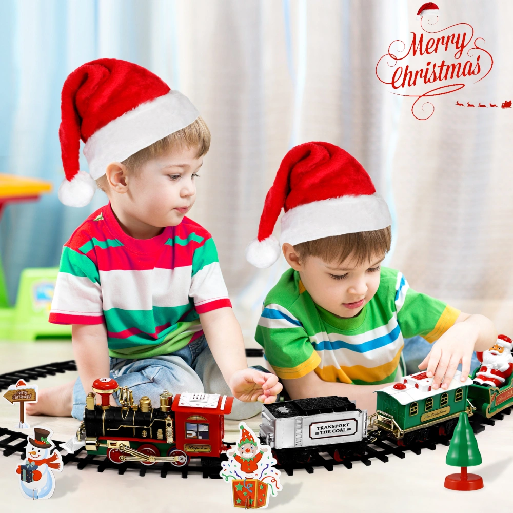 TOYANDONA Christmas Train Set Mini Model Train Toy with Sound and Light Battery Powered Kids Toy Train Needs Assemble for Kids Boys & Girls