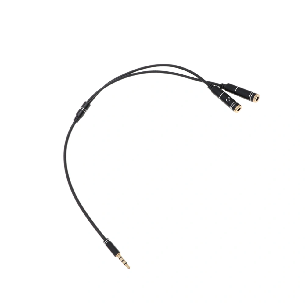 1 To 2 3.5mm Mobile Phone Headset Microphone Audio Extension Cable(Black)