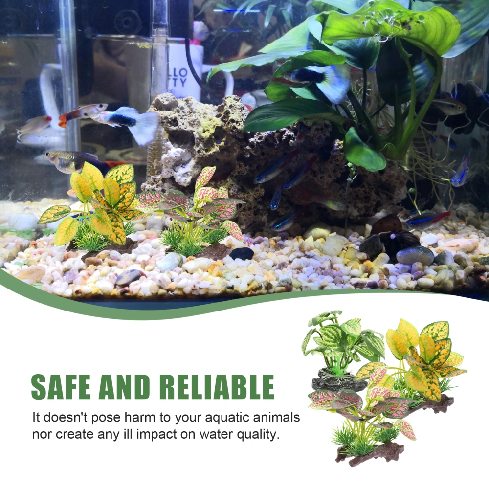 3Pcs Fake Water Plants Figurines Aquarium Artificial Plants Lifelike Fake Plants Decors Fish Tank Decors