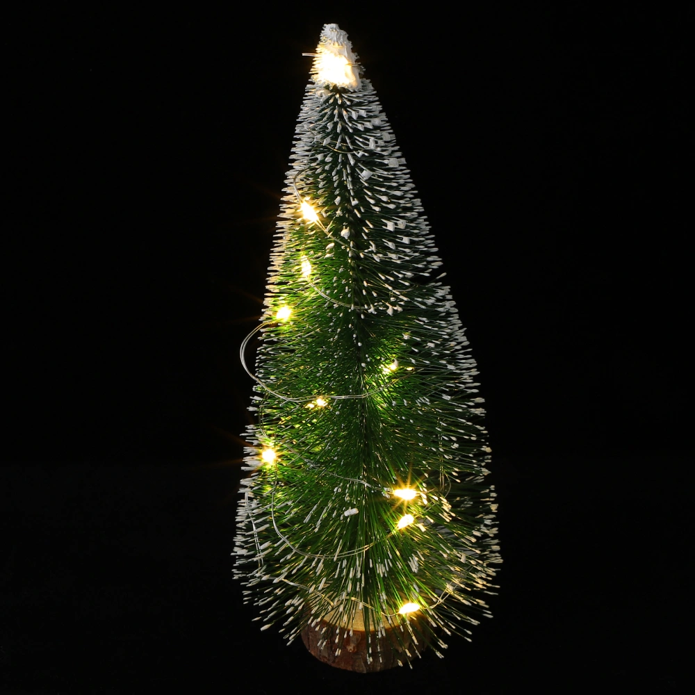 20x9cm Small Size Dark Green Pine Table Decor Warm Color Christmas Trees Ornament with Light for Home Store Office