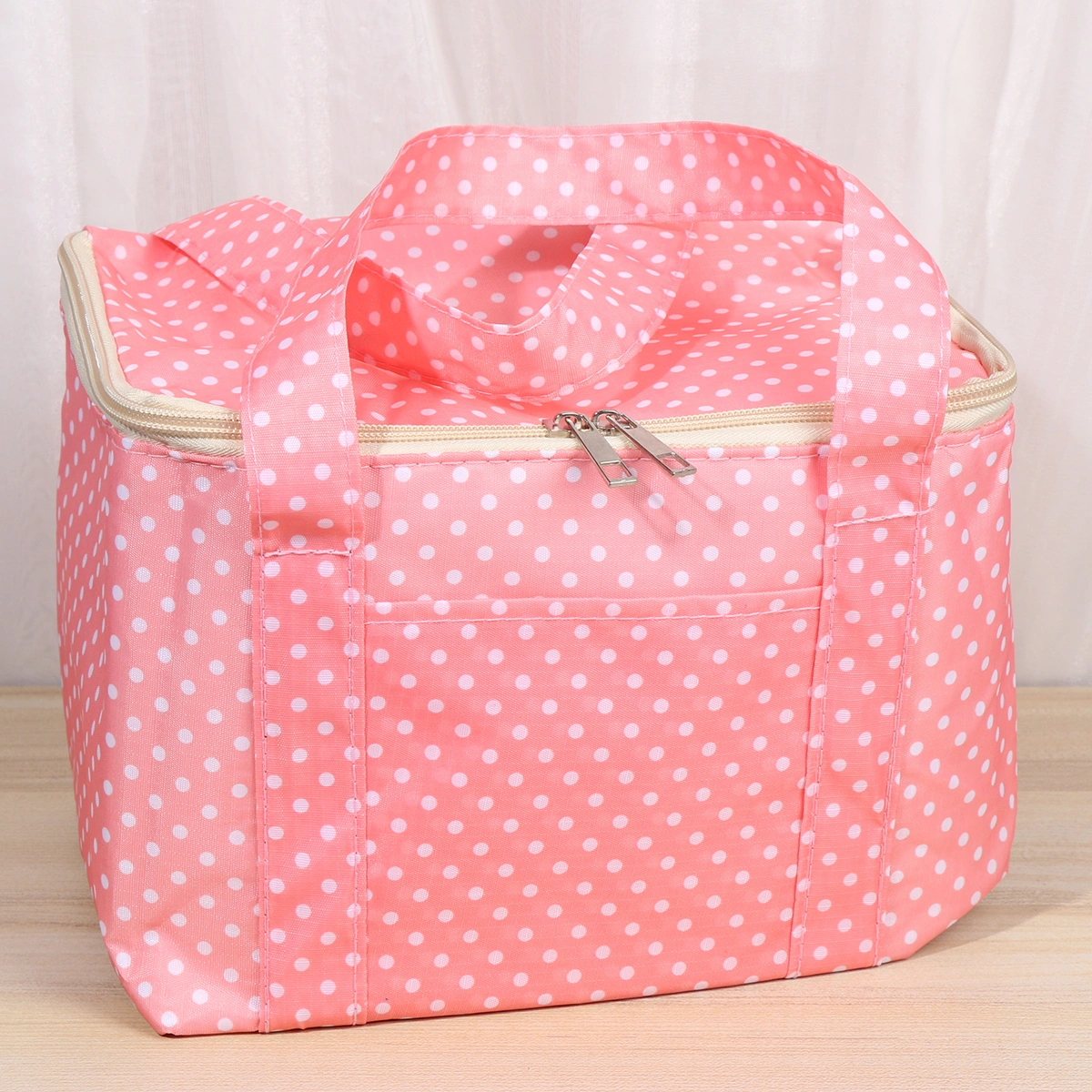 Heat Insulation Bento Package Oxford Cloth Lunch Tote Bag Portable Food Container Bag Storage Bag Picnic Bags (Pink Dot)