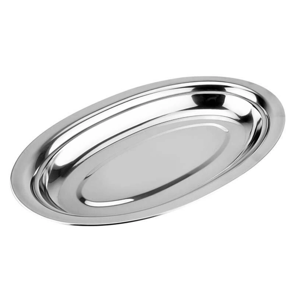 1pc Stainless Steel Oval Plate Steaming Fish Plate Snack Desserts Service Tray