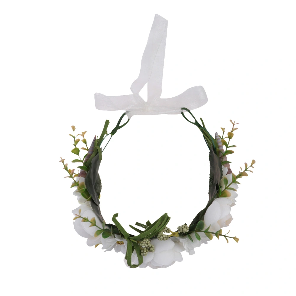 1PC Simulation Flower Wreath Bridal Head Weddigng Photo Headwear Hair Accessory for Home Shop White