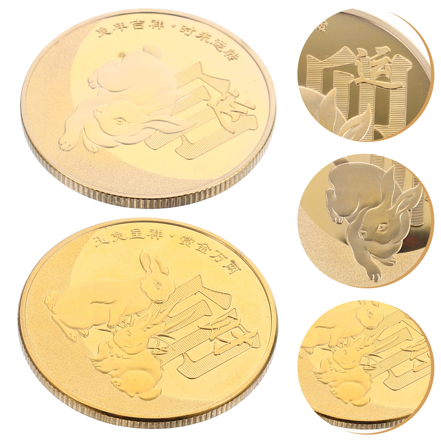 2Pcs Year of Rabbit Coins 2023 New Year Collecting Coins Compact Round Coin Ornaments