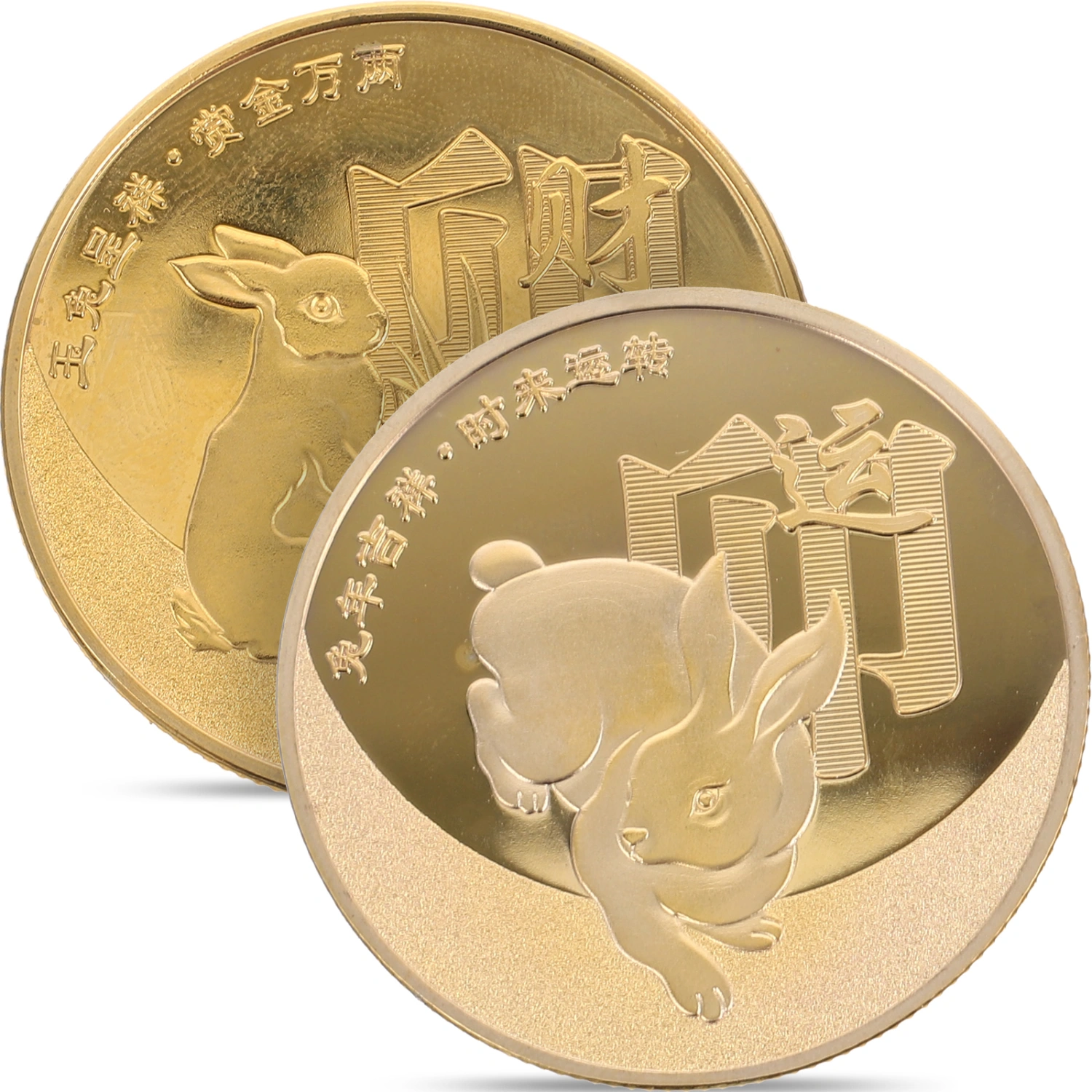 2Pcs Year of Rabbit Coins 2023 New Year Collecting Coins Compact Round Coin Ornaments