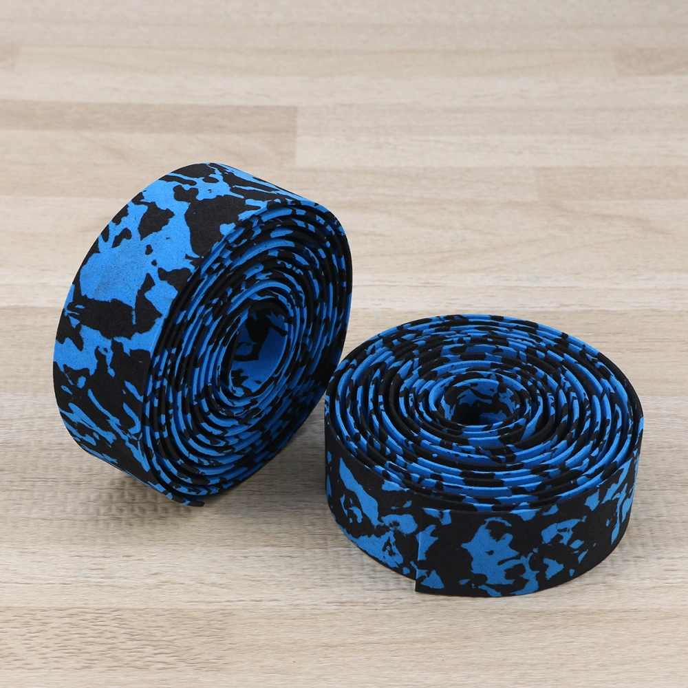 1 Pair PU Leather Handlebar Bandage Disruptive Pattern Swathing Band (Camouflage Blue and Black)