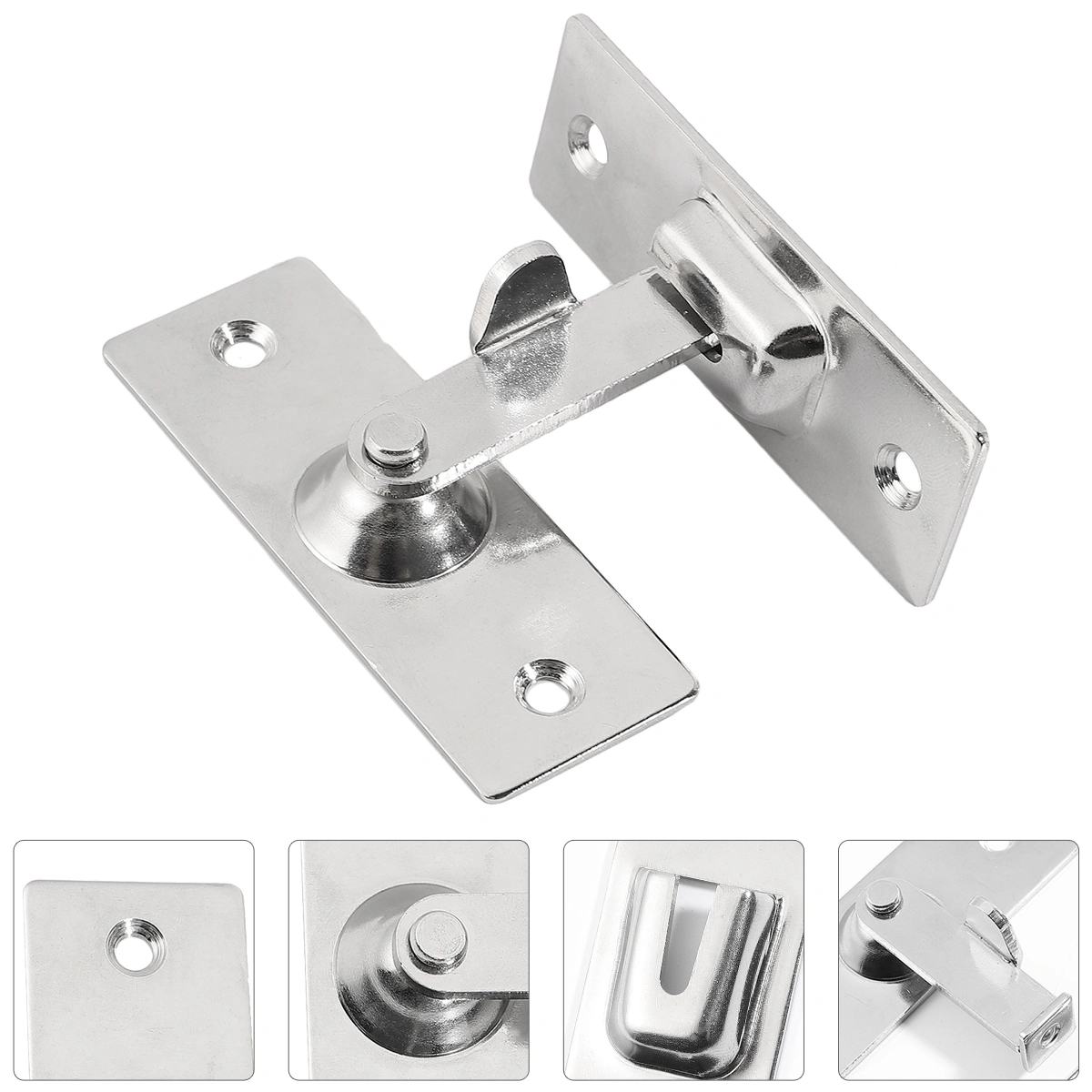 Stainless Steel 90 Degree Door Lock Buckle Simple Right Angle Sliding Door Latch Bolt (Large, Silver)