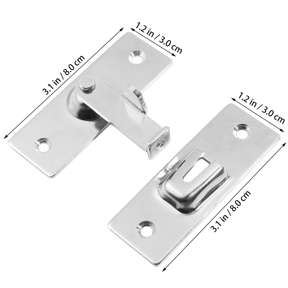 Stainless Steel 90 Degree Door Lock Buckle Simple Right Angle Sliding Door Latch Bolt (Large, Silver)