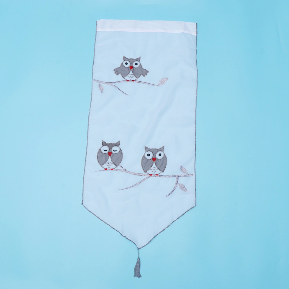 1pc Owl Embroidered Curtain Triangle Drape Window Backdrop Indoor Curtain Furniture Accessory for Home Hotel 120x60