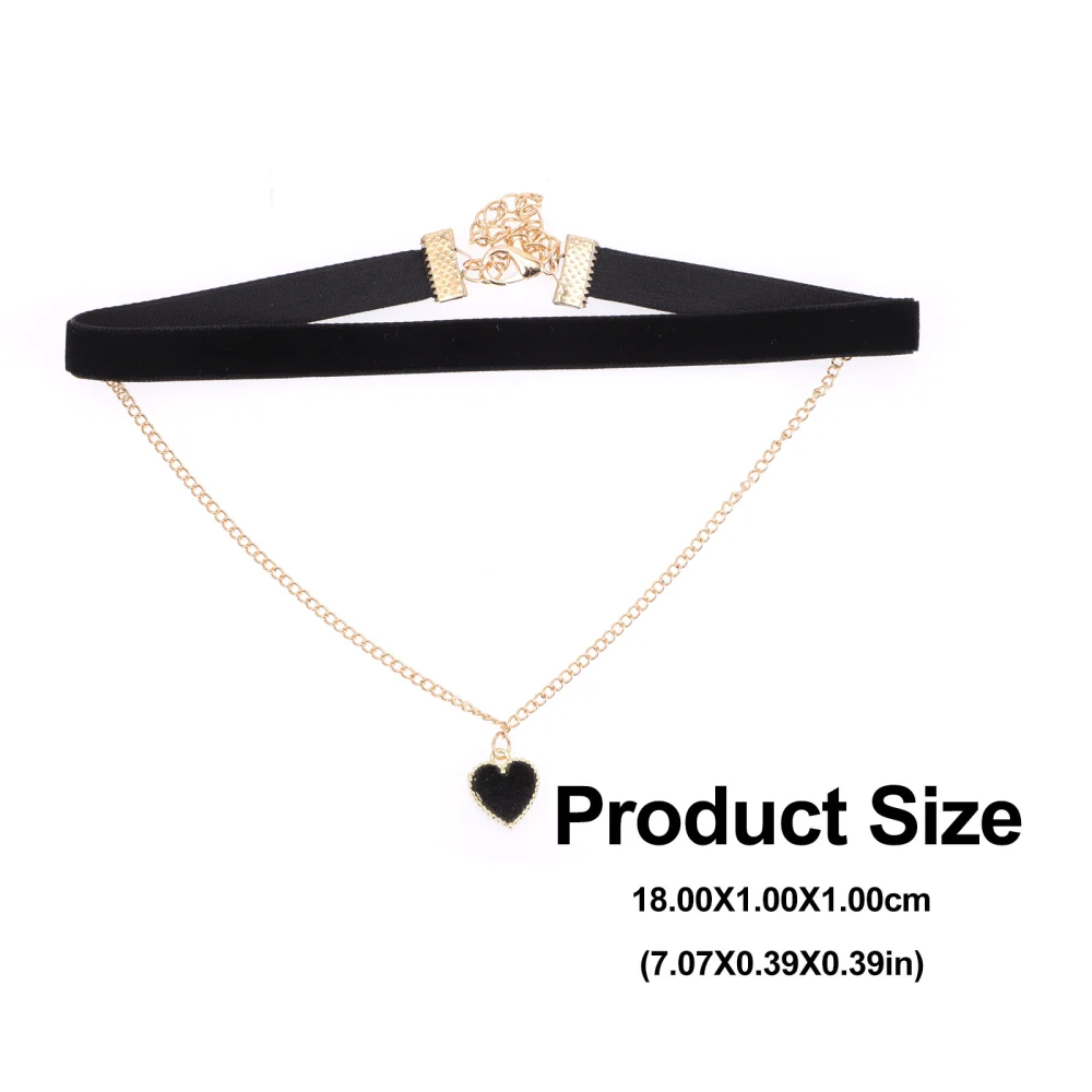 Choker Necklace Double Layer Clavicle Chain Heart Pendant Neck Chain for Women