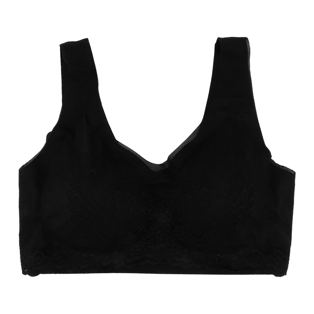 Traceless Bra Vest Bra Sexy Lace Underwear Beautiful Latex Underwear Fashion Brassiere for Woman Girl Lady (Black Size L)