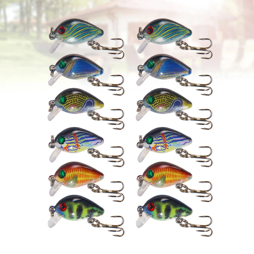 12pcs Floating Bait Lifelike Chubby Fish Design Fishing Lures  Bait Bionic Fishing Lures Fishing Supplies