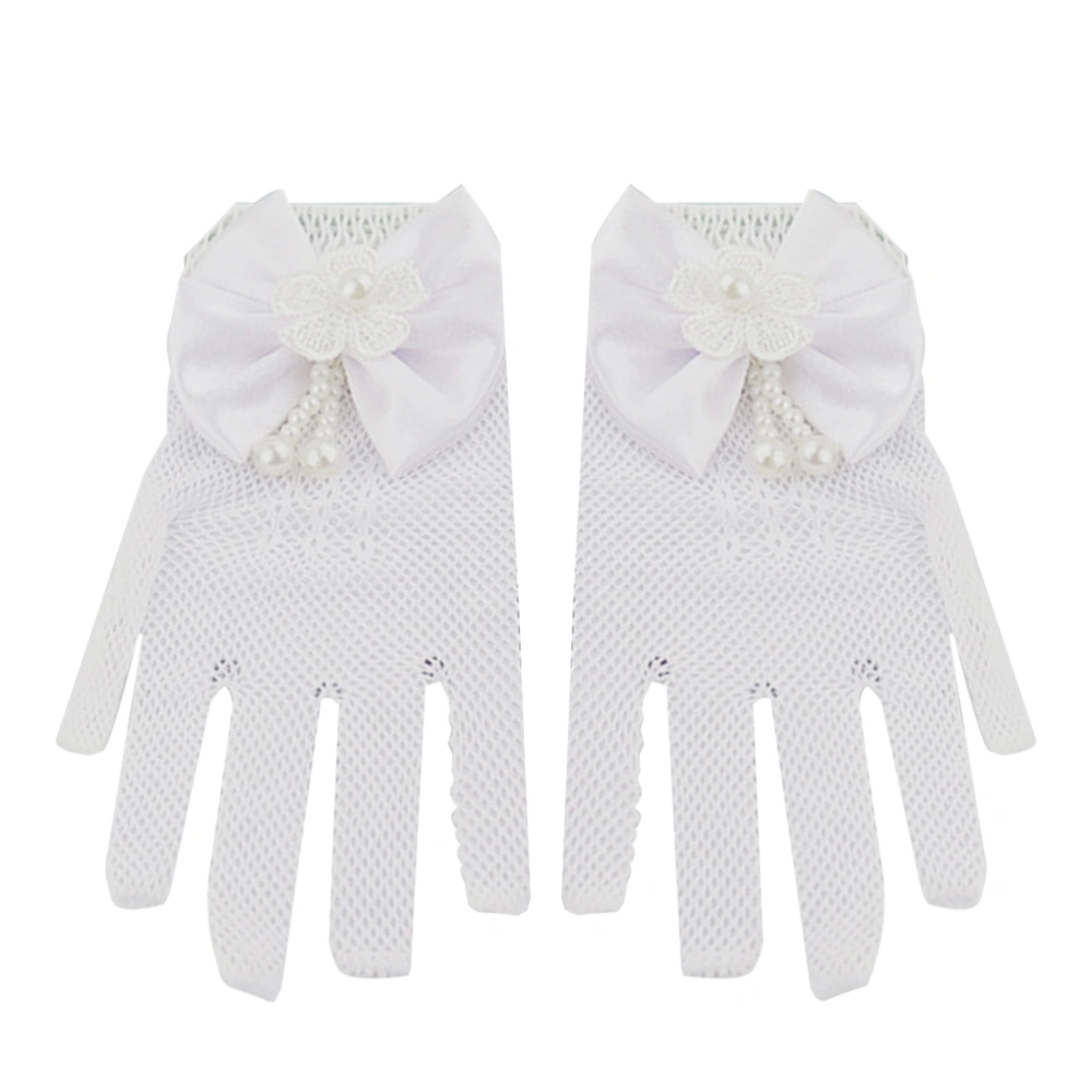 1 Pair Woman Lace Bowknot Gloves Mesh Cosplay Maid Gloves Wedding Bride Gloves Elegant Gauntlets